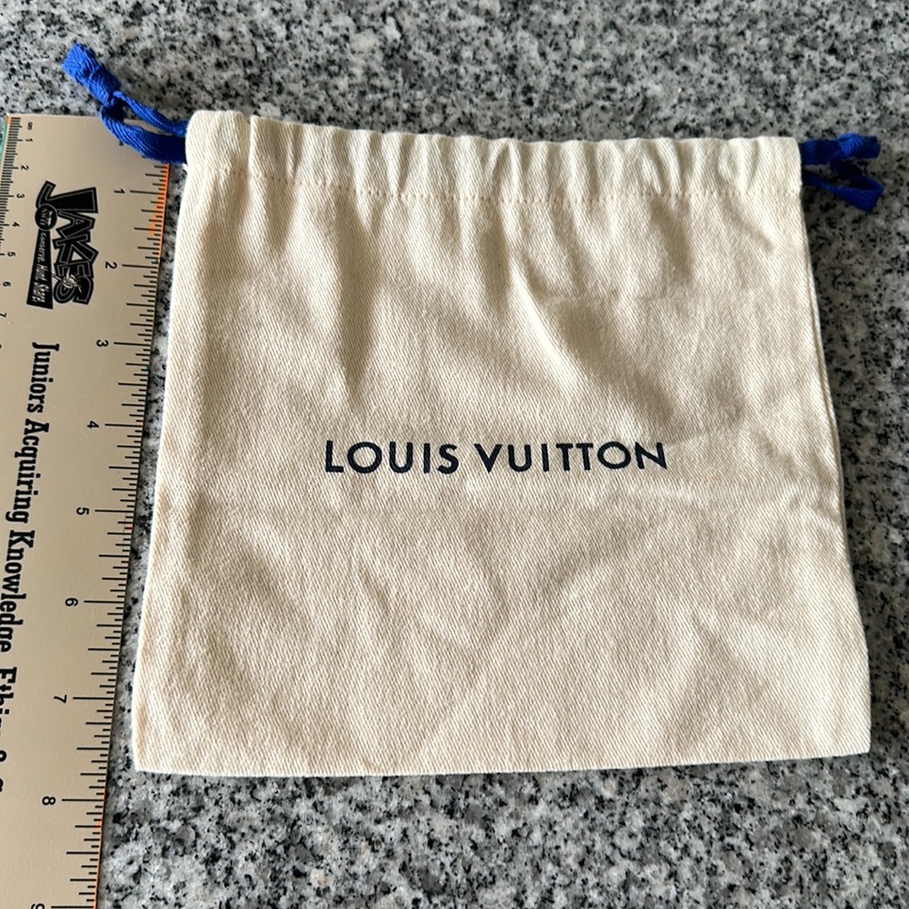 Louis Vuitton Cream Drawstring Dust Bag with Blue Ties - Picture 2 of 4